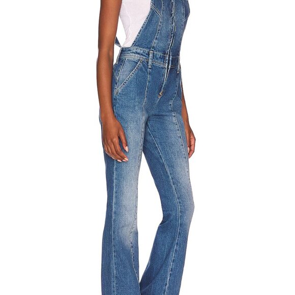 Free People We the Free Denim Camilla Slim Boot Cut Overalls Blue New NWT Medium - Picture 3 of 11